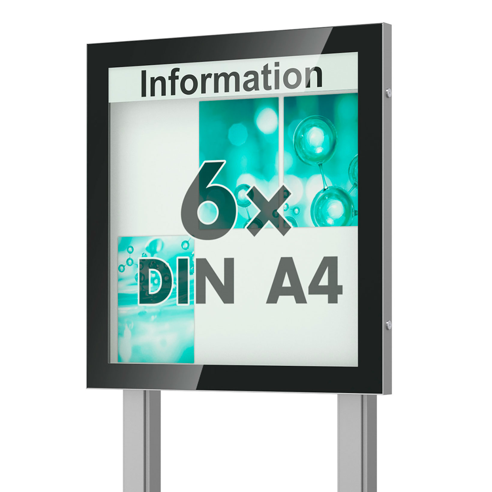 Außenschaukasten mit optionaler Beleuchtung zum Einbetonieren 6 x DIN A4 Schaukasten Visus - freistehend mit Ständer