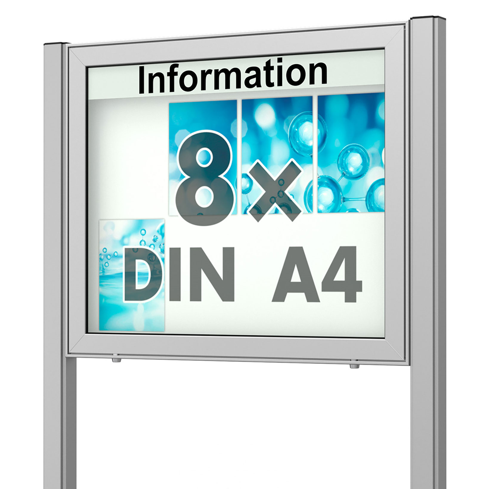 8 x aussen-schaukasten-planus-65e-h-8xa4-mit-standbeinen-vitrinen.de 8 x DIN A4 Schaukasten Planus - mit Standbeinen