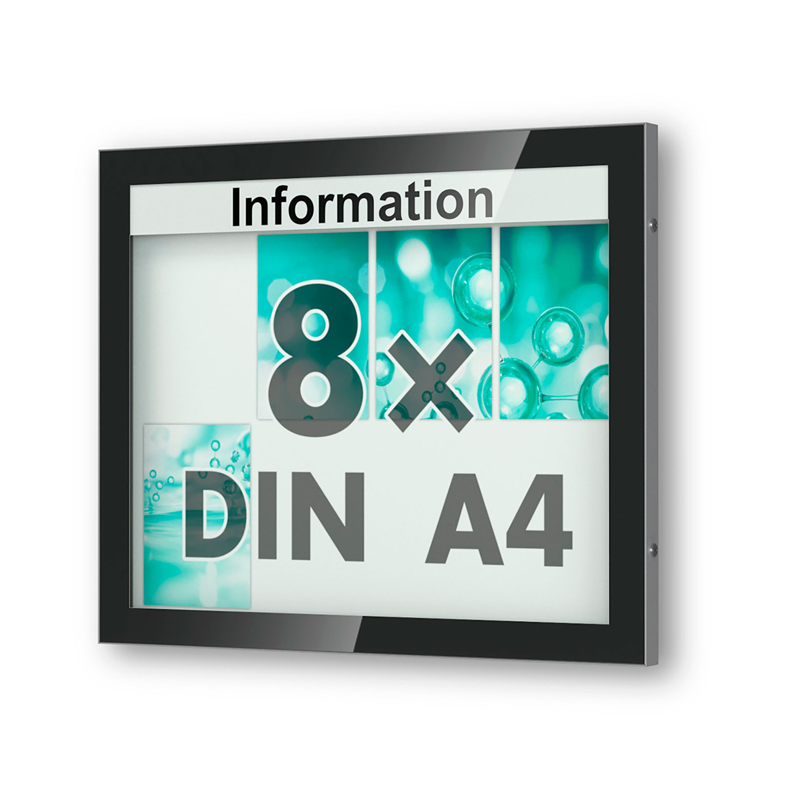 Außenschaukasten mit optionaler Beleuchtung zur Wandmontage 8 x DIN A4 Schaukasten Visus - Wandmontage